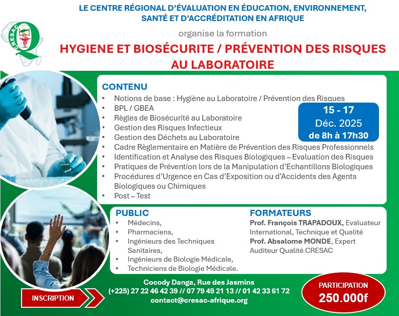 Formation Hygiène et Biosécurité - CRESAC 15-17 Déc. 2025